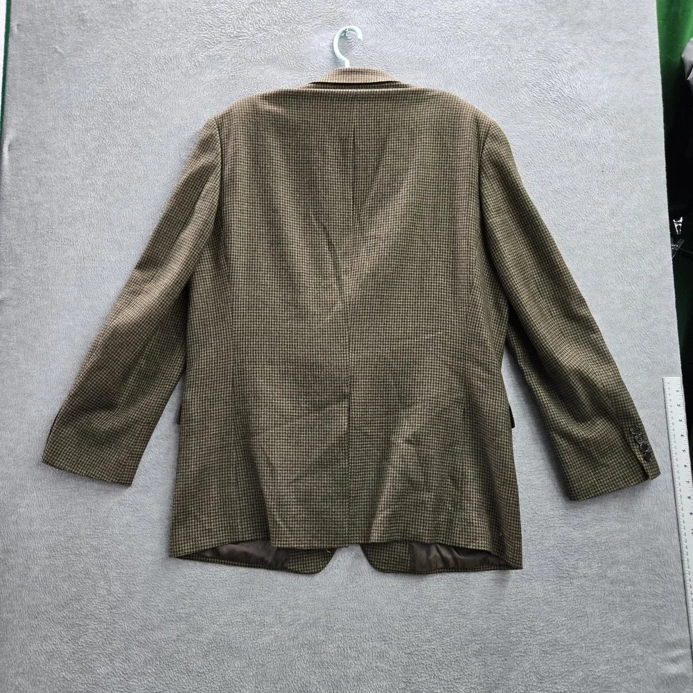 VINTAGE Lauren Ralph‎ Men Blazer 46L Brown Wool Houndstooth 2 Button 90s